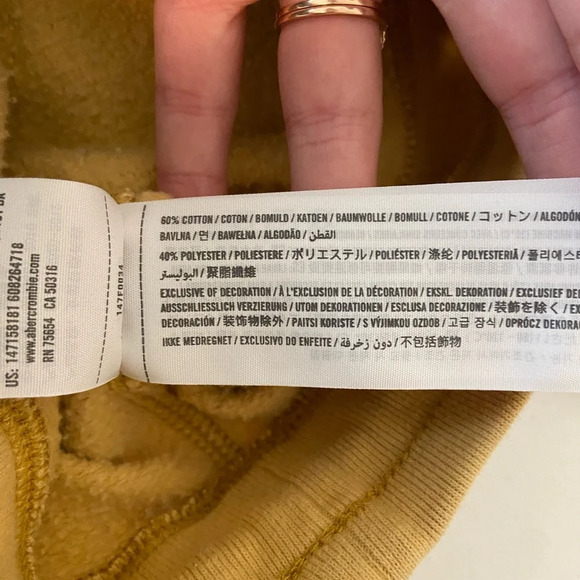 Abercrombie & Fitch women’s yellow word stitch fleece lined cuffed sweatpants XS - Picture 7 of 8